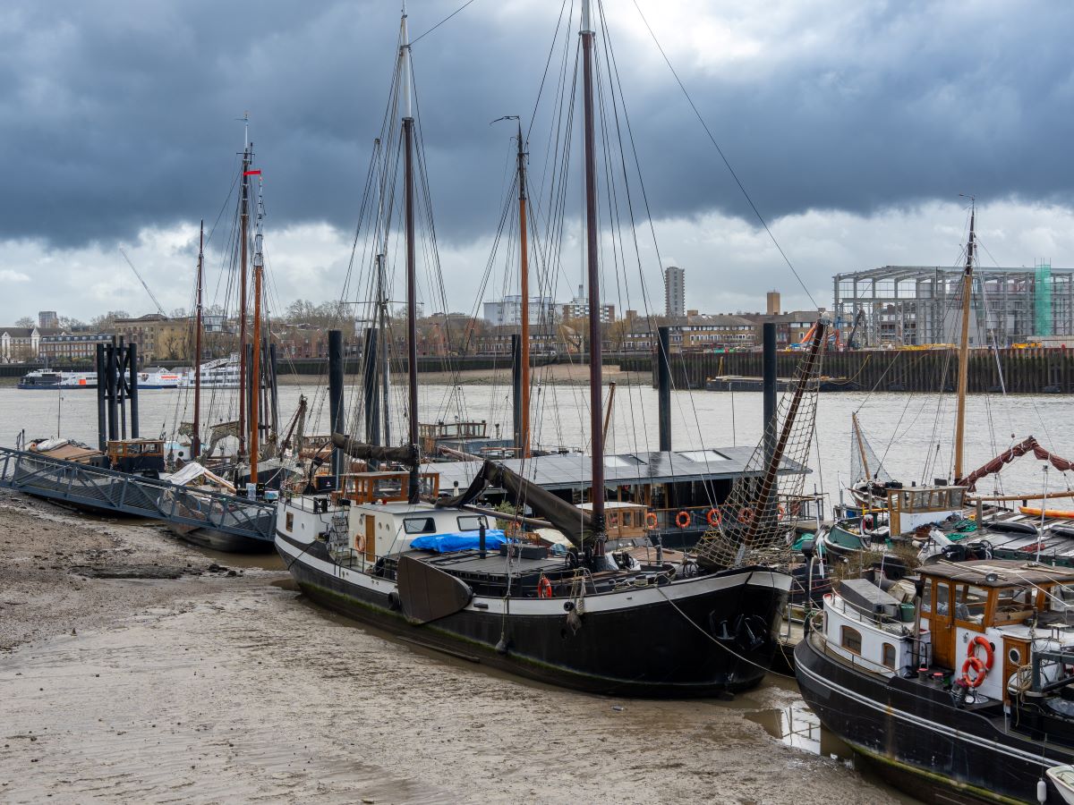 Barges on Thames River