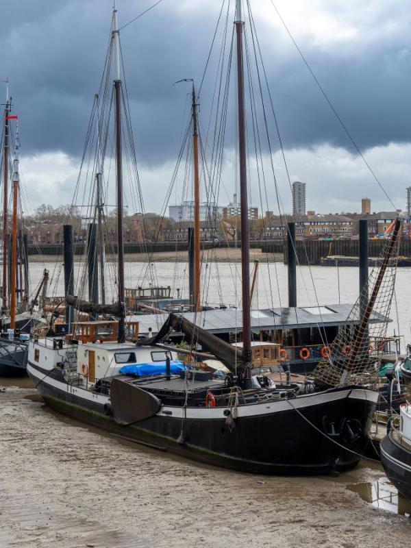 Barges on Thames River